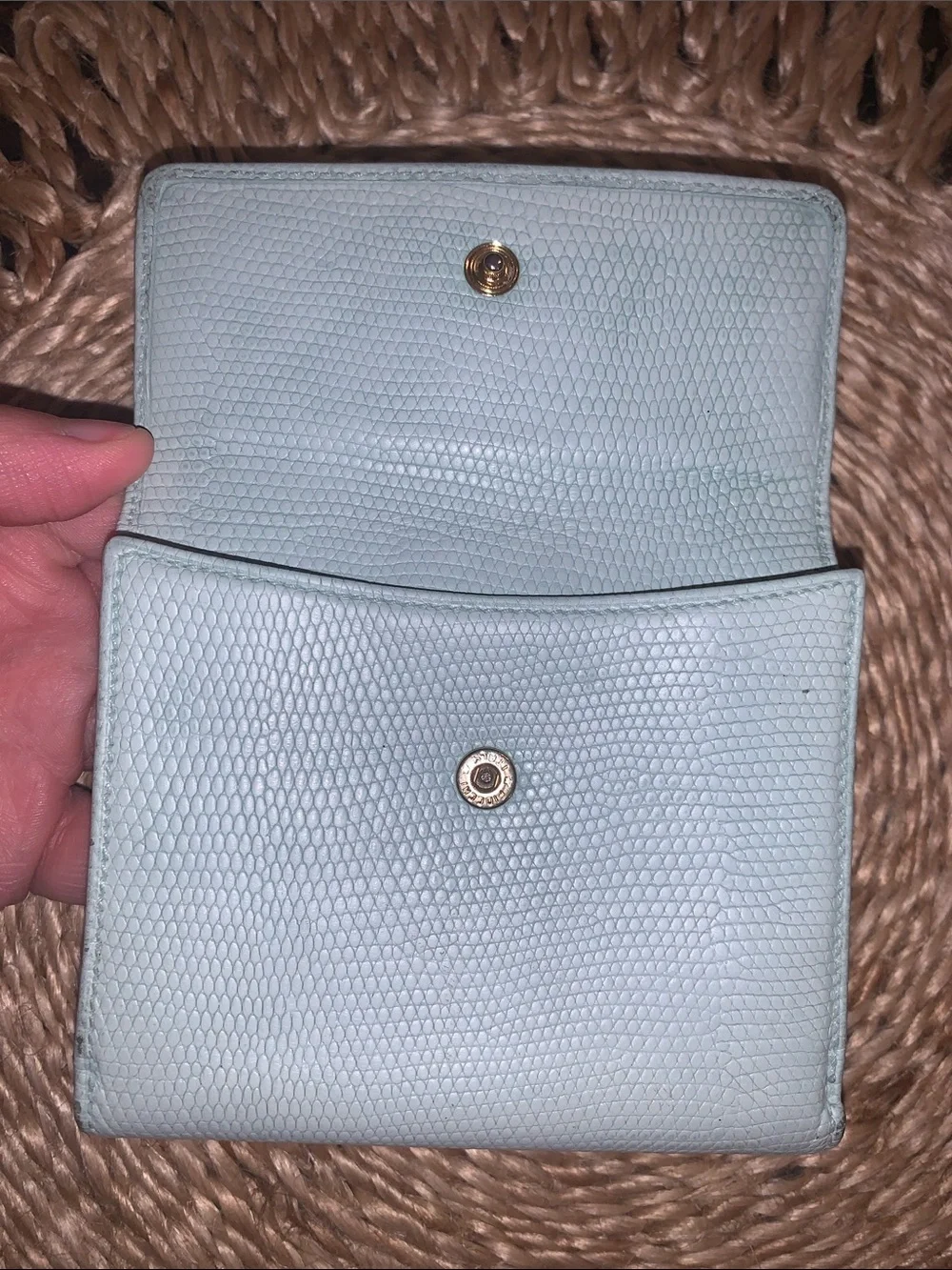 Salvatore Ferragamo light blue wallet